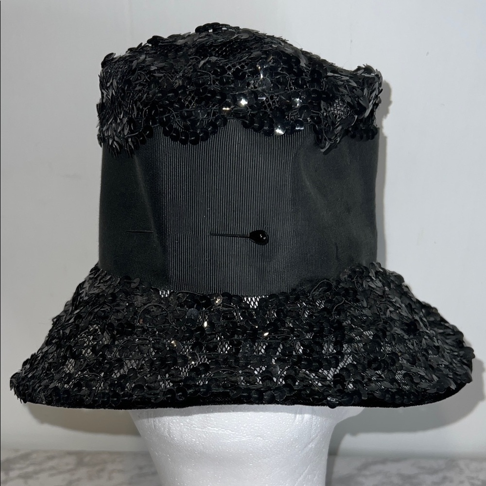 Vintage Union Made Elegant Black Sequin Bucket Hat